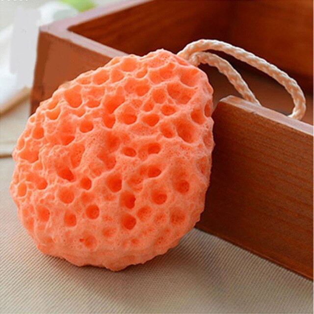 Badeboldnetbørster svampe badetilbehør kropsvisk naturlig svamp tør børste peeling rengøringsudstyr: Orange