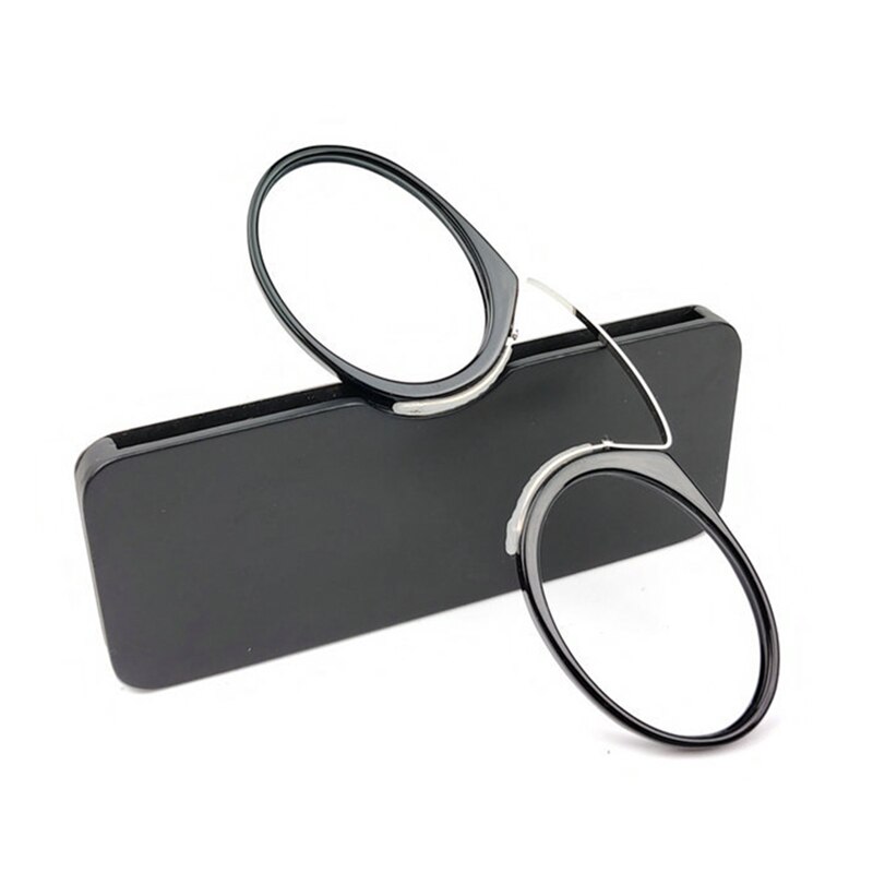 SAOIOAS TR90 plegable Clip nariz gafas de lectura hombres mujeres fácil de llevar con caja de tarjeta redonda gafas de prescripción hombres + 1,0 + 2,0 + 2,5: +150 / B2 Black
