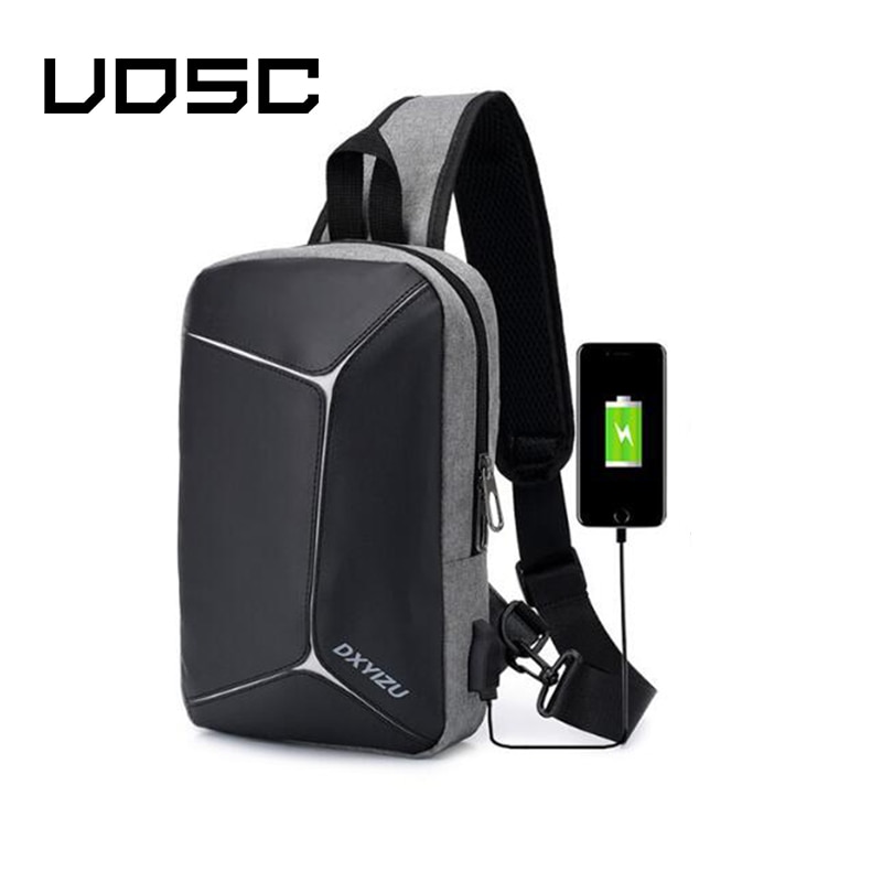 UOSC Crossbody Bag Men Chest Bags Male Shoulder Sac Bolsa Cross Body Summer Business Travel USB Charging Messengers