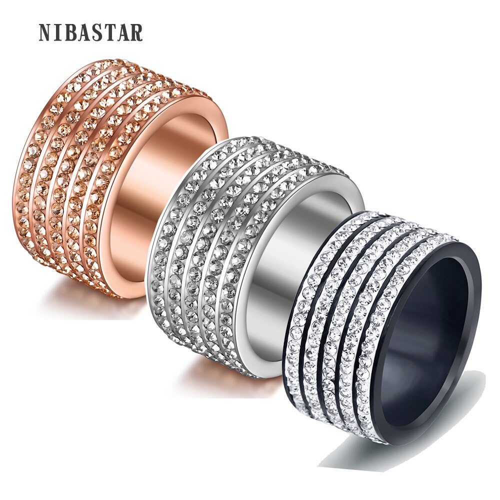 Offre spéciale pistolet noir plaqué femmes bijoux Cool 5 rangées en acier inoxydable anneau noir