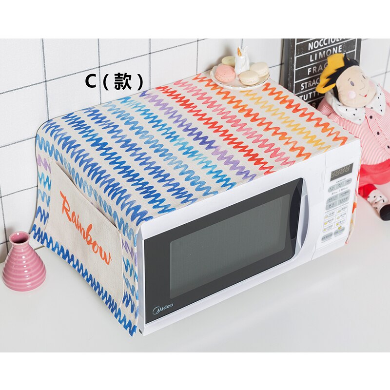 Nordic stijl Regenboog mooie Magnetron dust covers De oven shield Doek kunst Landelijke stijl met Winkel inhoud zak: C