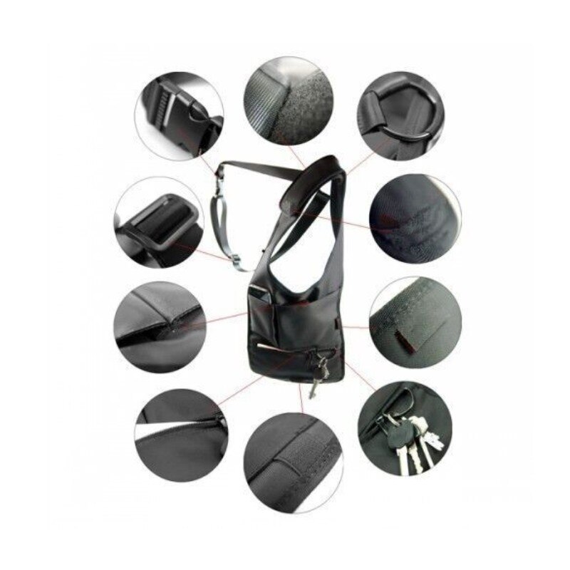 Sereqi män resor stöldskydd dold underarm axelväska svart nylonficka  mp3 pass mobiltelefon förvaringsorganisatör