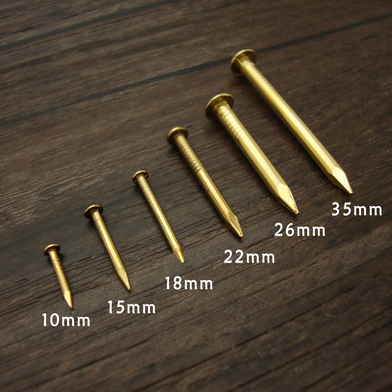 8 10 12 15 18 21 30 35mm møbler fester messing spiker hardware tilbehør små kobberspiker