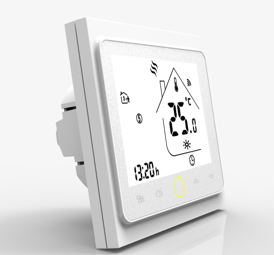 Wifi termostat temperaturregulator lcd berøringsskærm baggrundsbelysning til elektrisk opvarmning fungerer med alexa google home 16a: Hvid
