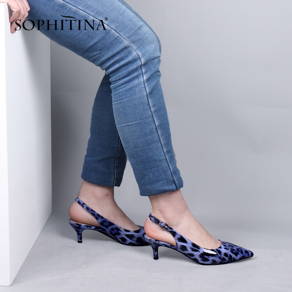 SOPHITINA Sommer Frauen Neue Pumpen Spitz Dünne Fersen Med Pumps Modische Schuhe Mikrofaser Reife lässig Sandalen SC636