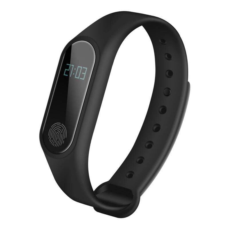 Smart armbånd  m2 pulsarmbånd vanntett sport fitness band trinntelling melding smart loop  du55: Svart