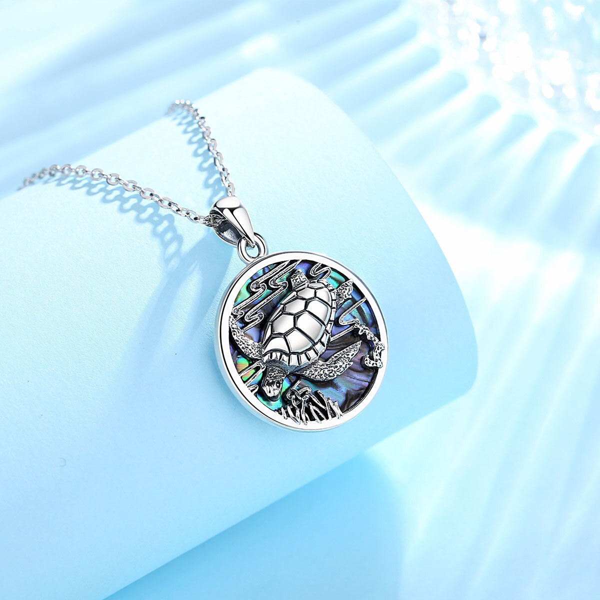 Eudora 925 Sterling Silver Ocean Sea Turtle Hanger Parelmoer Dier Oceaan Ketting Vintage Sieraden Met Doos MBD020