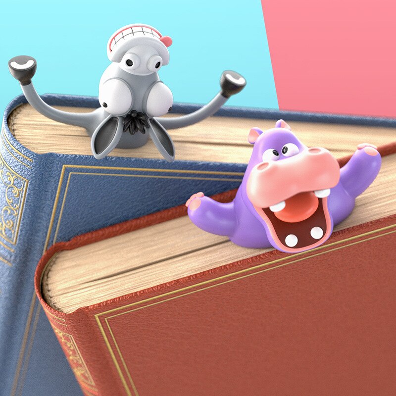 3D Cartoon Dieren Bladwijzer - Leuke Kat, Panda, Haai - Kawaii Pagina Marker voor Kinderen & School