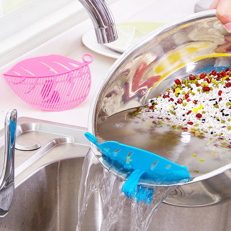 Bladform klip type rengøring ris vask sigtedrænningsapparat sil filter madlavningsværktøj snavs filter køkken gadget utility