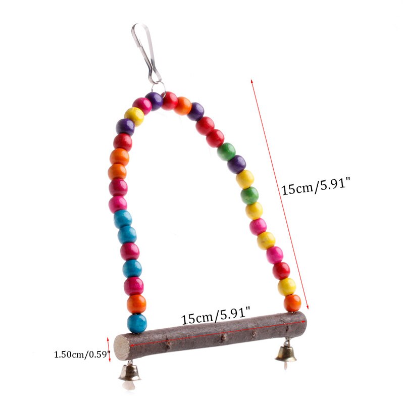 Wooden Bird Parrot Swing Toys Parakeet Cockatiel Lovebird Cage Hanging