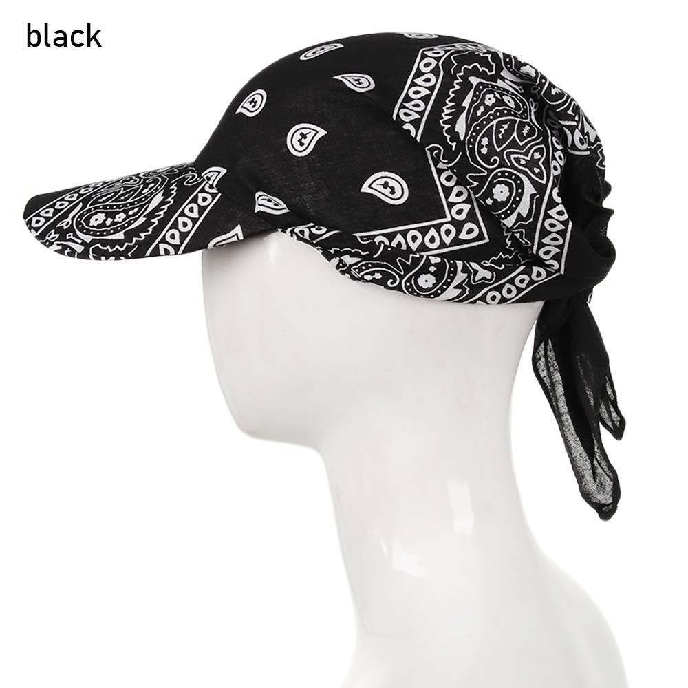Cotton Visor Hat Women Men Unisex Printed Square Scarf Cap Soft Headscarf Outdoor Sunshade Hats: black