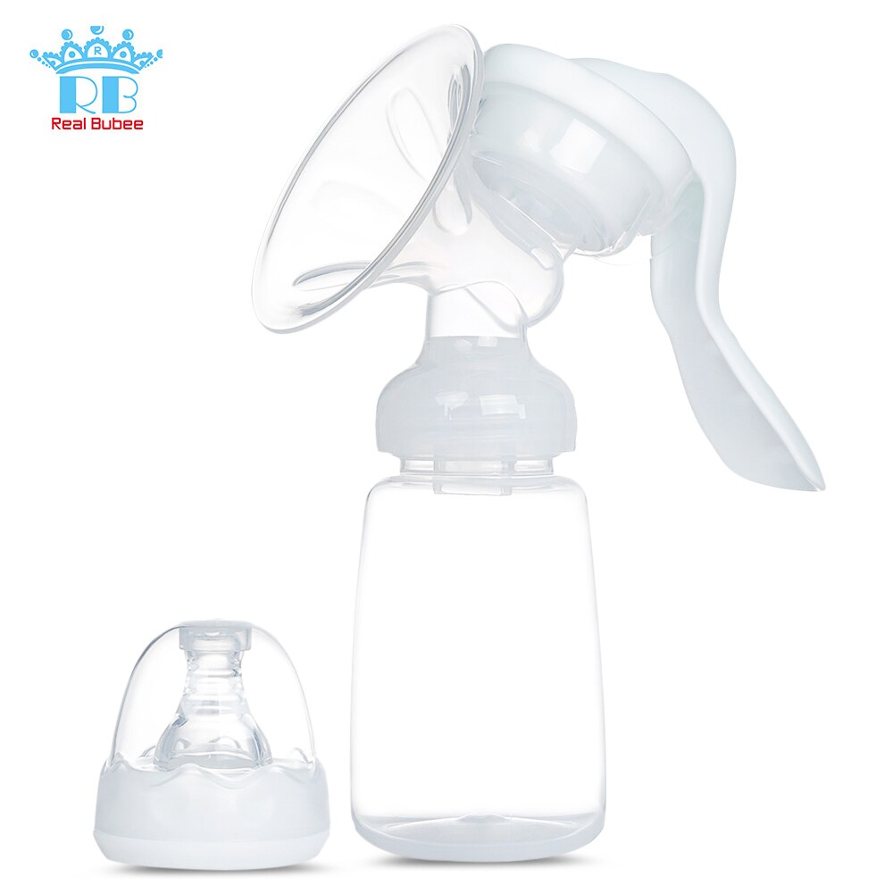 RealBubee Manual Breast Pump BPA Free Baby Breastfeeding Milk Bottle Double Mode With Petal-Type Massage Cushion: Default Title