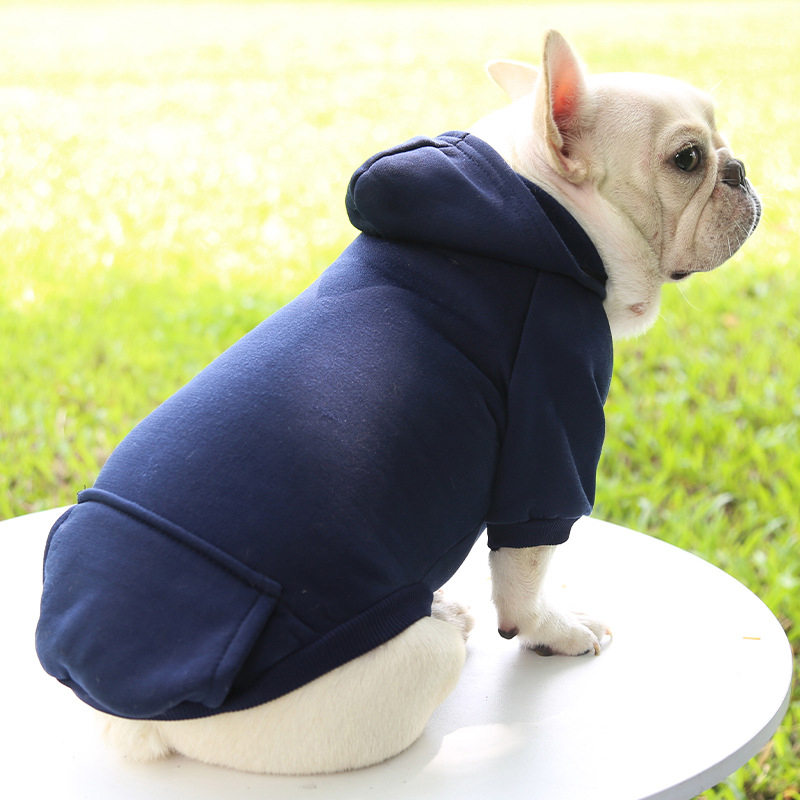 Dog Clothing Autumn And Winter Small Pet Clothes Thickening Warm Solid Color Two-Feet Hooded Wweater Casual Pet Products