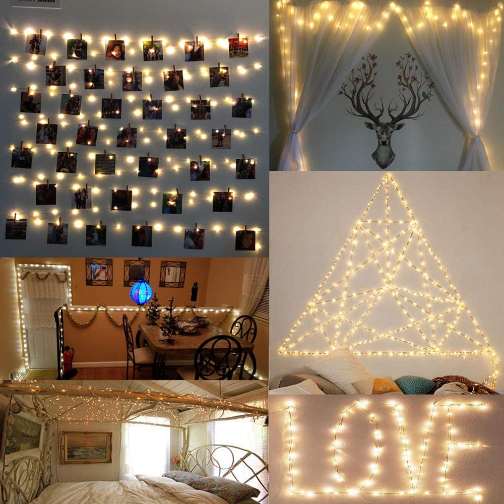 Guirnalda de luces LED con Clip para fotos, 50 luces LED de hadas, 50 Clips para colgar fotos, decoraciones de boda y pared de dormitorio