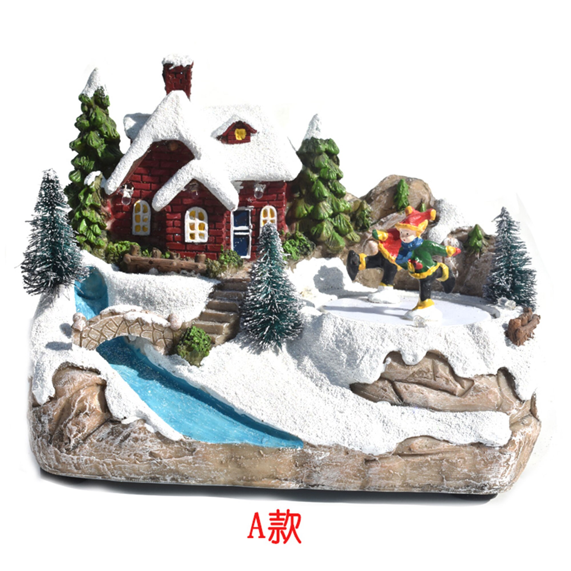 Faroot Christmas House Decorations Luminous LED Light Small Ornament Spinning Train Santa Music Box: A