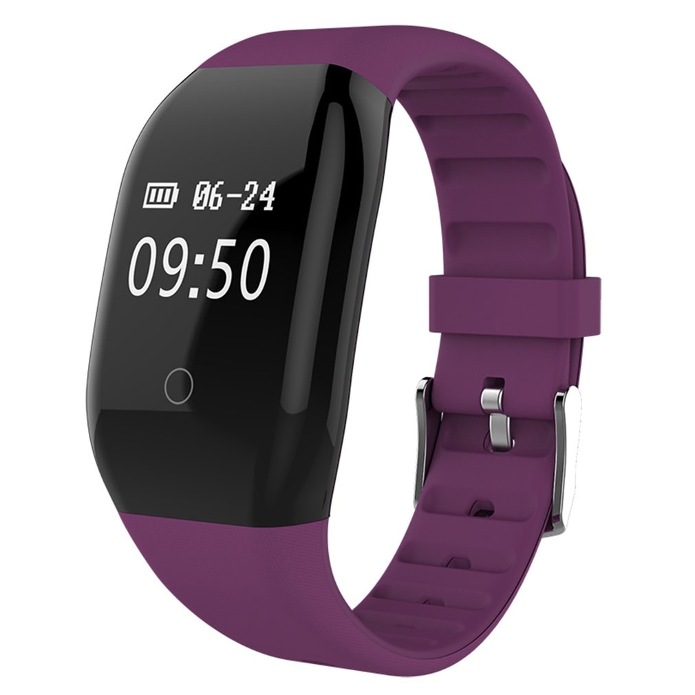 608HR Smart Horloge Oproep Herinnering Wekker Smartwatch Hartslagmeter Stappenteller Waterdichte Sport Horloge: A purple