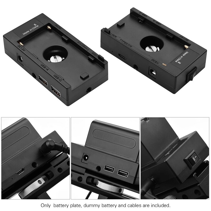 NP-F970 F750 Batterie Platte Halfter Adapter mit Dual USB Schnittstelle + NP-W126 Attrappe Batterie Koppler für Fuji X-A1/X-A2