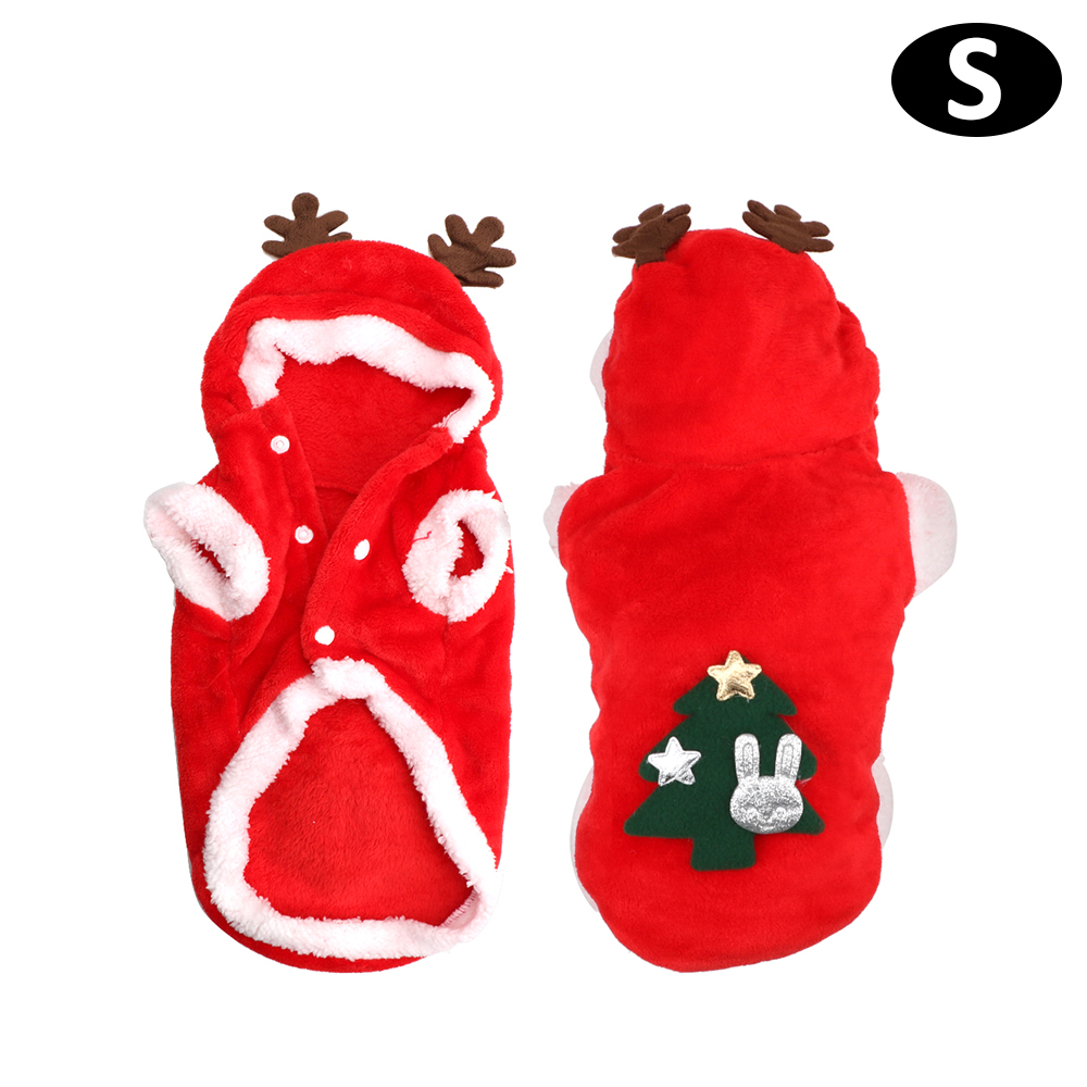 Hilife Kitten Puppy Outfit Hoodie Leuke Cartoon Kleding Warme Hond Kleren Kleine Honden Katten Santa Kostuum Kerst Hond Kleding: S