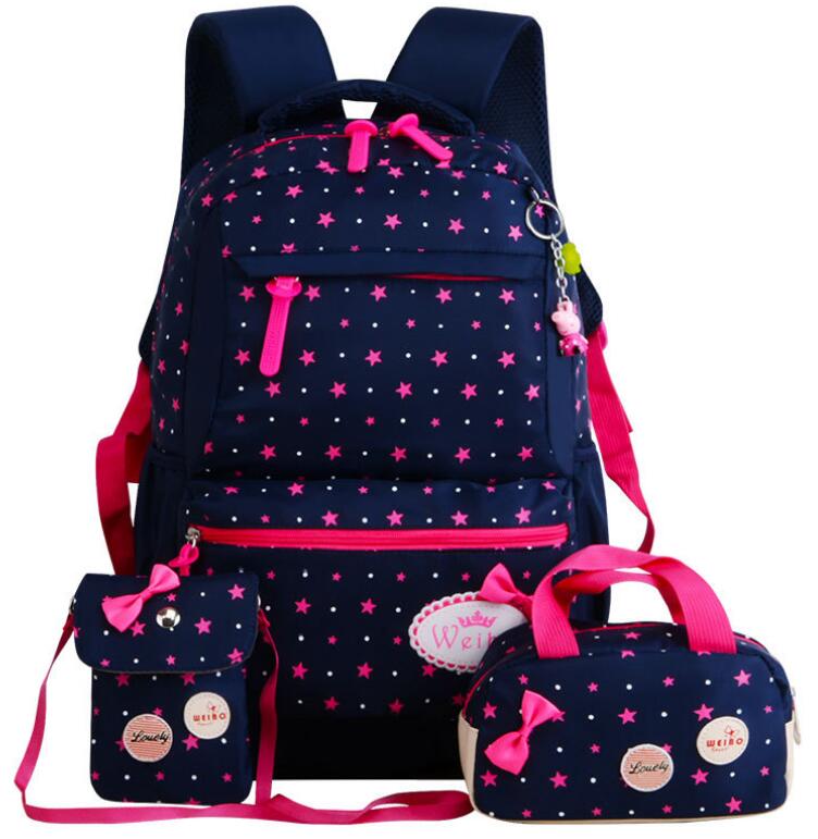 Orthopädische Primäre Rucksäcke Für Mädchen Schule Taschen 3 teile/satz Schul Dot Druck Schul jugendliche bookbag Rucksack Moch: Color 5