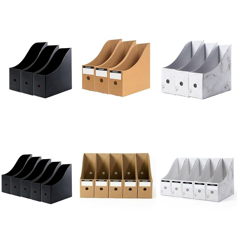 5 stk/sæt filholder kraftpapir opbevaringsboks desktop forsyninger organizer blyant skrivebord bar fil dokument kontor papir statione  r2 h 4