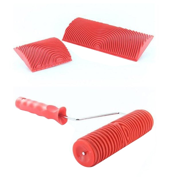 7 pollici Empaistic Modello Rullo Pittore + 2 PCS Legno Graining Strumento di Pittura, carta Da Parati di arte Imitazione Venatura Del Legno Strumento, Struttura Della Parete