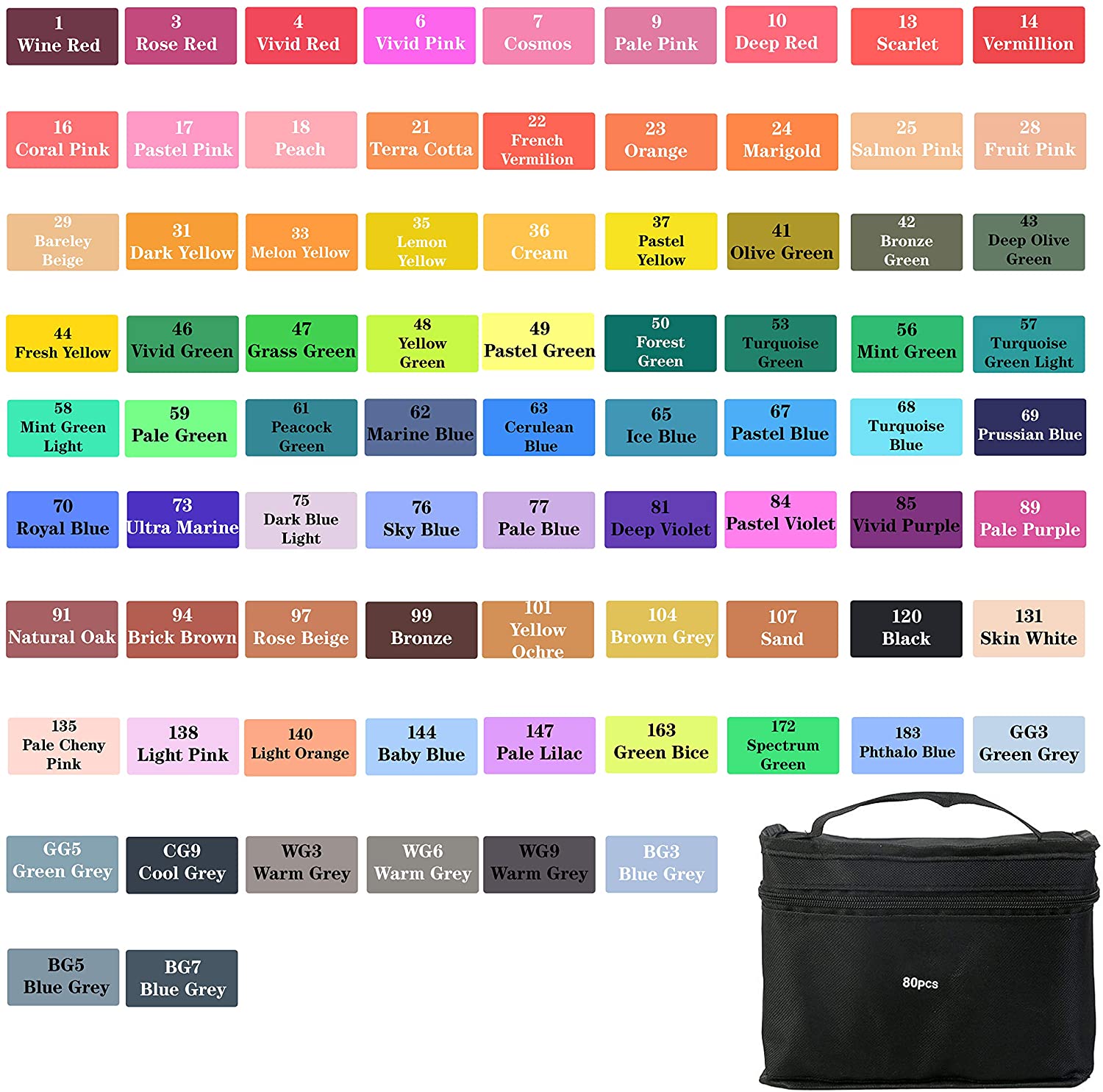 80 Kleuren Dual Tip Art Markers Met Beitel Punt Permanente Marker Voor Schilderen Pennen Studenten Schoolbenodigdheden