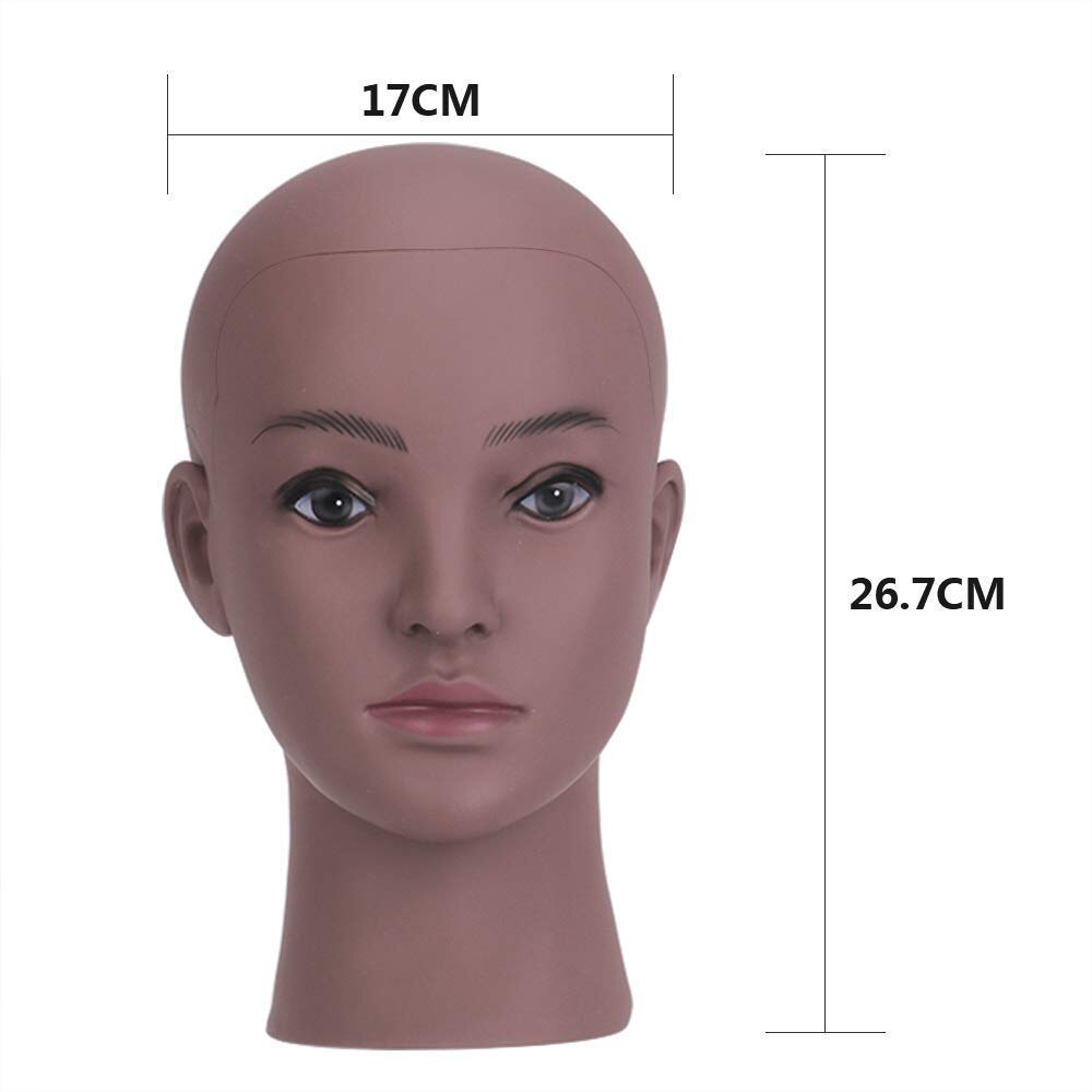 Brown Bald Mannequin Manikin Head Female Hairdressing Cosmetology with Free For Wig Jewelry And Hat Display