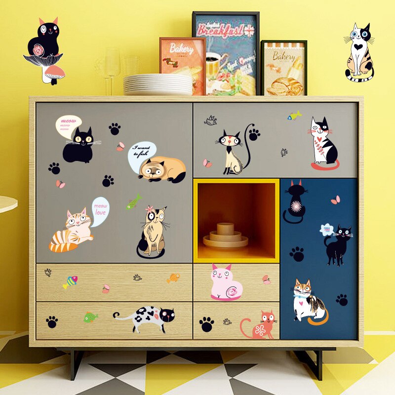 3D Kat Muursticker Gat View Levendige Woonkamer Home Decor Decal Kat Muursticker Leuke Kat