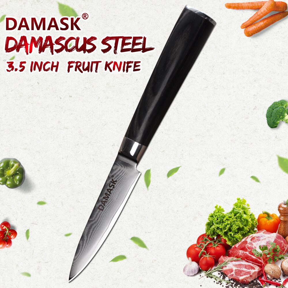 Damask damask steels kokkeknive japansk køkkenkniv  vg10 -kerneskaft damaskus vener mønster skærekød knive køkkengrej