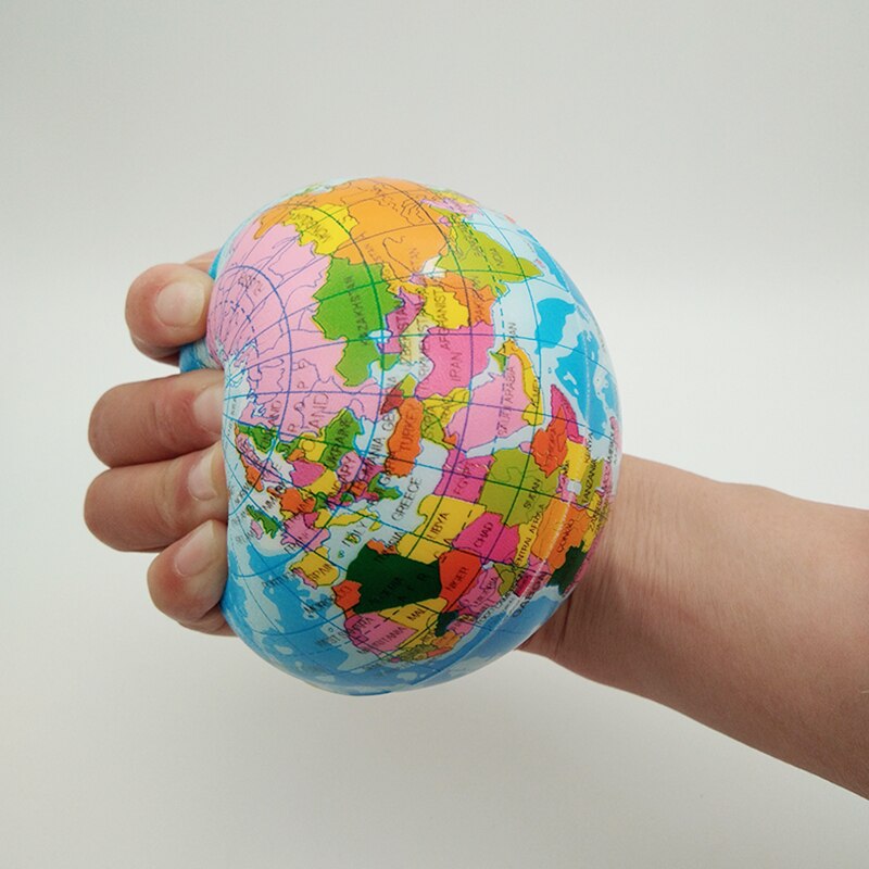 100Mm/63Mm Anti Stress Relief World Map Foam Bal Atlas Globe Palm Bal Planeet Aarde Bal Speelgoed voor Kinderen