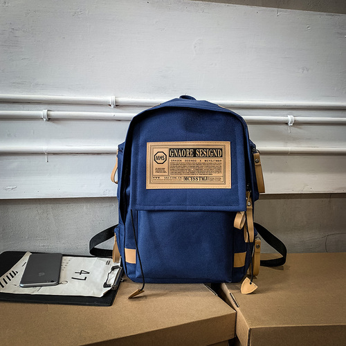 Retro Street Style Canvas Rugzak Mannelijke Mochila Schooltassen Voor Tieners Meisjes Laptop Rugzakken Eenvoudige Mode Rugzak: blue