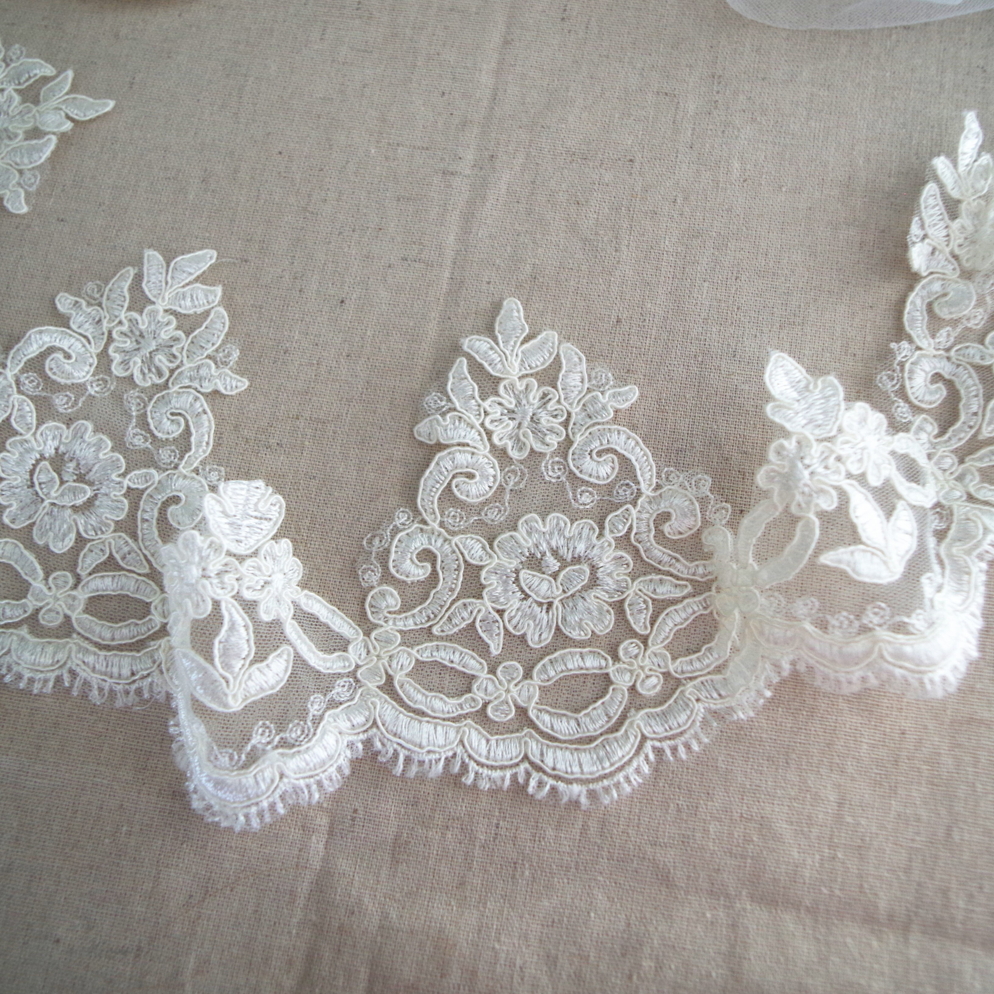 10Yards Ivory Alencon Kant Voor Bridal Veil Delicate Koord Kant Grens Voor Bridals