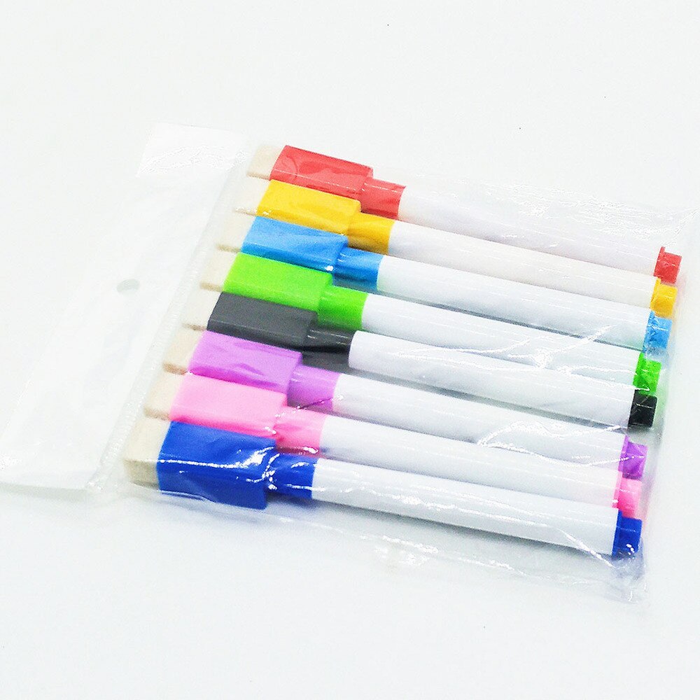 24pcs Erasable Whiteboard Pen Magnetic Whiteboard Pen Erasable Marker Carrying Brush (8 Colors)