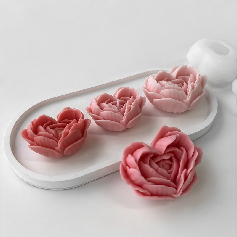 Kærlighedsblomst silikoneform gør-det-selv hjerteformet rose duftlys gips sæbe harpiksforme håndlavet chokolade dessert kageværktøj