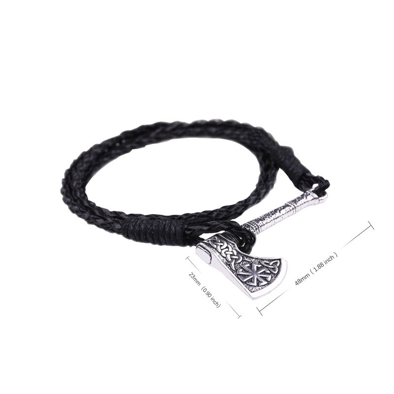 Dawapara Viking Axe Schmuck Slawischen Kolovrat Trinity Symbol Leder Armband Männer: Style 2 Silver