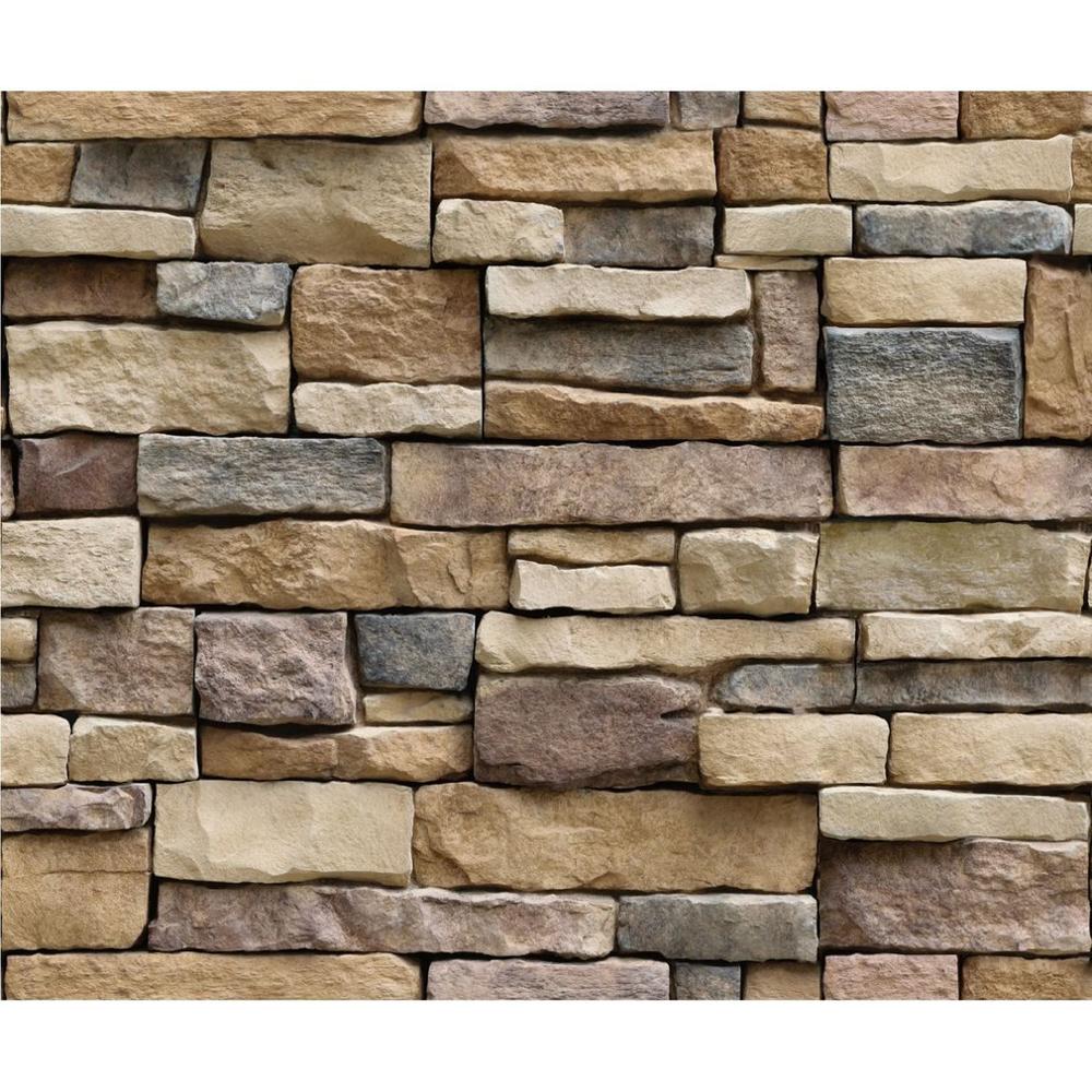 3D Stone Brick Wallpaper PVC Waterproof Self Adhesive Removable Wall Sticker Home Decoration Wall Papers Not Reusable: Default Title