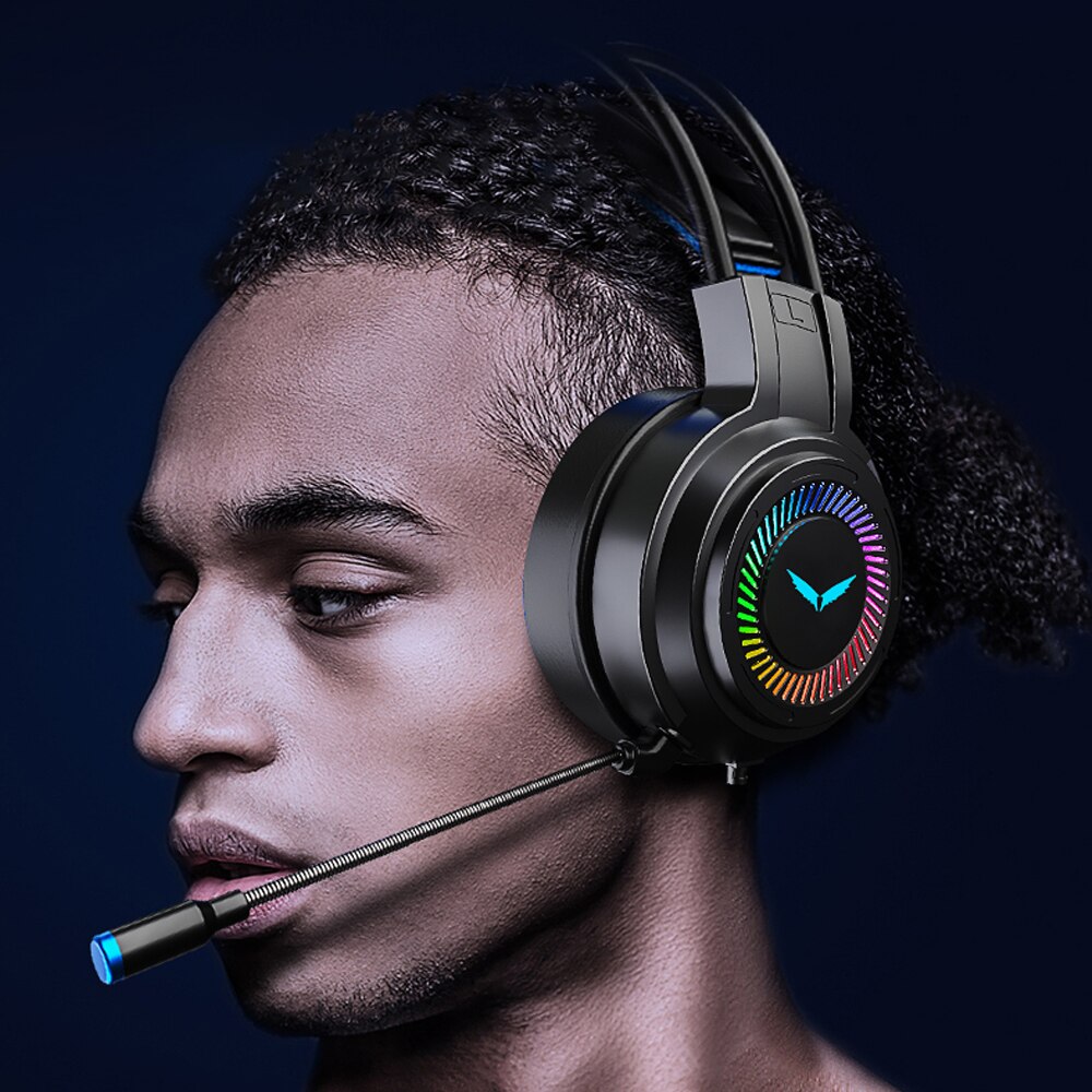 Gaming Headsets Gamer Surround Sound Stereo Wired Earphones 3.5MM USB Microphone RGB Light PC Laptop Computer Gamer Headphones