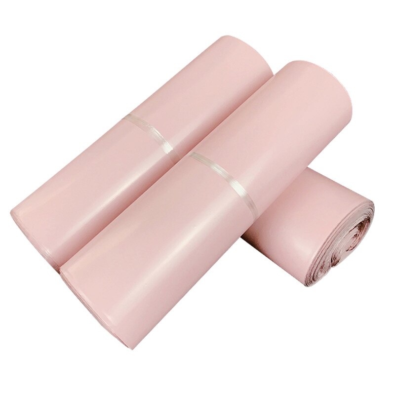 10Pcs Blue/Pink Plastic Courier Bag Milk Tea Color Mailing Bags Small Packaging Bag Business Express Poly Mailers: Pink 25x35cm