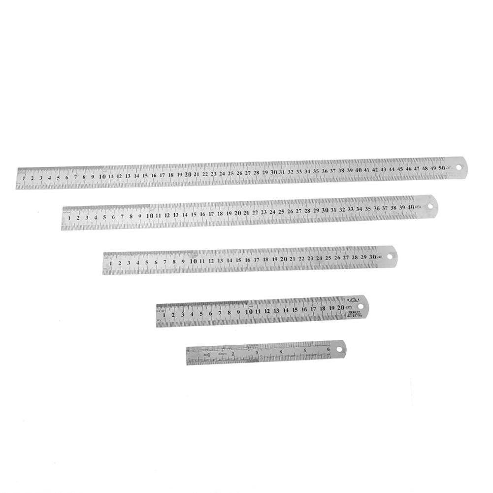 1PC 15cm/20cm/30cm/40cm/50cm Double Side Scale Stainless Steel Straight Ruler Measuring Tool School Office Supplies For Students