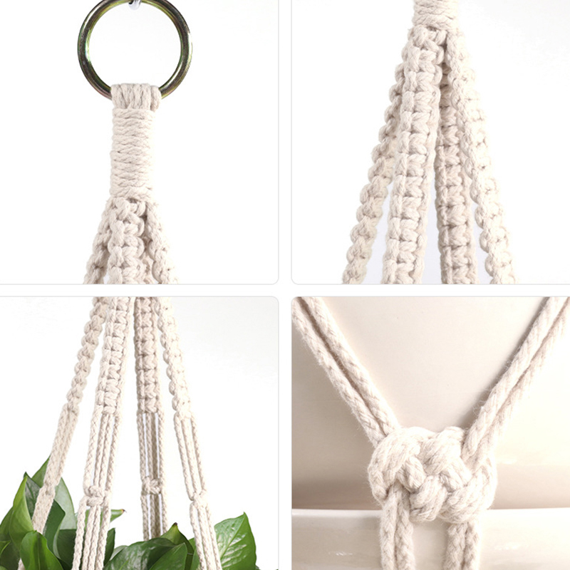 Pot de Fleurs Suspension pour Plantes en Macramé pour Jardin et Cour, Panier Suspendu Fait à la Main pour Décoration Murale