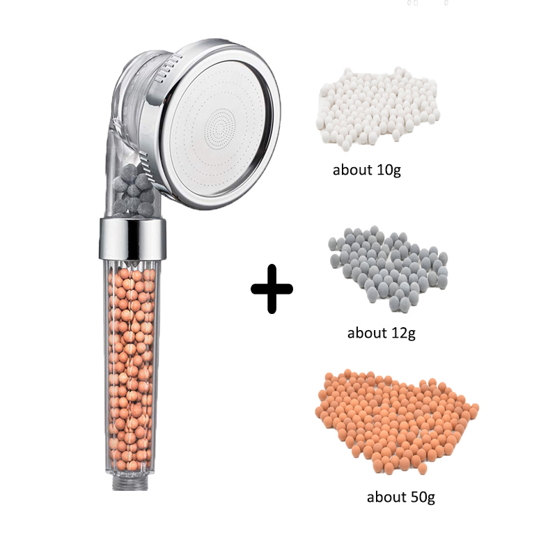 Zloog 3 Function SPA Handheld Shower Head Water Saving Rainfall Filter Shower Head High Pressure with tourmaline balls: Set  C