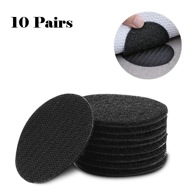 5/10Pairs Dubbelzijdig Antislip Fastener Dots Stickers Zelfklevende Herbruikbare Zelfklevende Vel Sofa Mat tapijt Anti Slip Fix Pads: 10PCS-Black