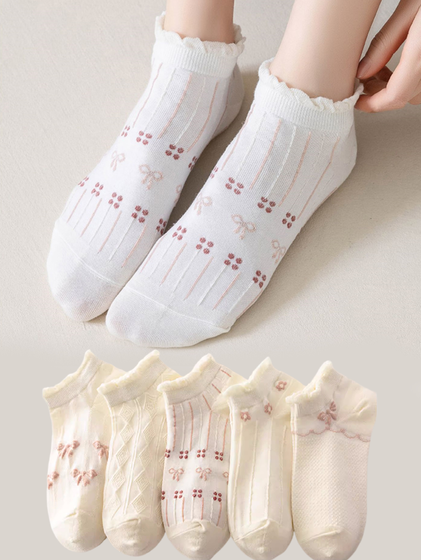 5 pares de calcetines al tobillo de oso de peluche, cómodos y bonitos calcetines cortos para mujer