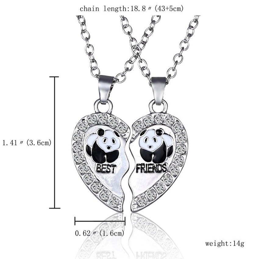 Delysia re 2 pz/set Panda due e mezzo amore collana carino intarsiato con pendenti di cristallo Best Friends
