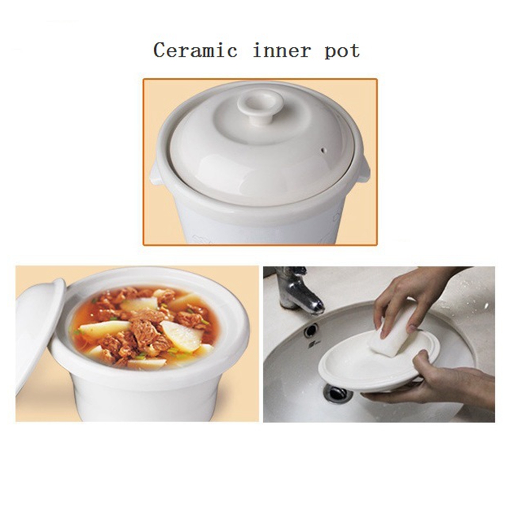 DMWD 220V 3L Electric Slow Cooker Ceramics Health Porridge Soup Pot Food Stewing Machine Kitchen Appliances For 3-4 People