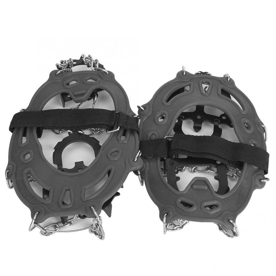 Outdoor Climbing Antiskid Crampons Winter Walk 14 Teeth Ice Fishing Snowshoes Manganese Steel Slip Shoe Covers: gray