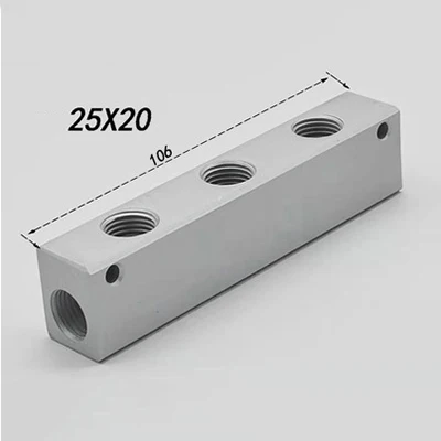 1/4" BSP Female Thread 25x20mm Air Compressor Splitter Aluminium Manifold Block Quick Connector Pneumatic Fitting: Transparent