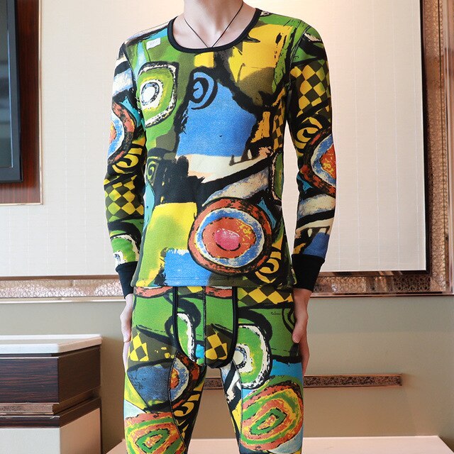 Leggings thermiques longs pour hommes, sous-vêtements pour hommes: Yellow / XXL