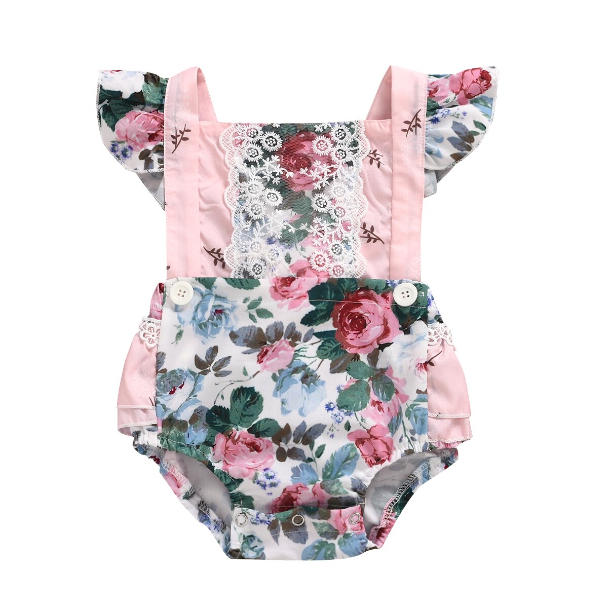 Baby zomerkleding pasgeboren babymeisje ruches kant prinses romper jumpsuit eendelig rugloos zonnepak kledingset