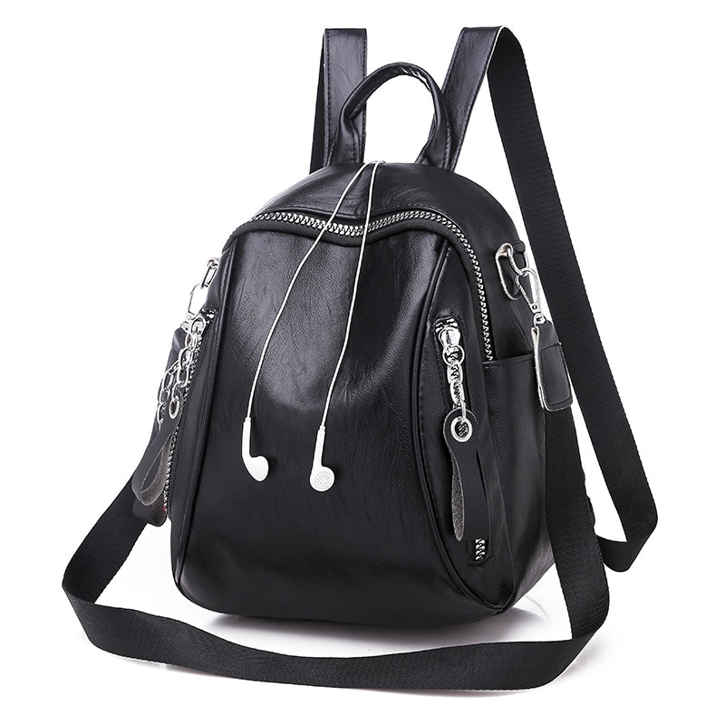 Women's Bag Double-side Zipper Double Shoulder Bag Simple Travel Backpack Women Backpack